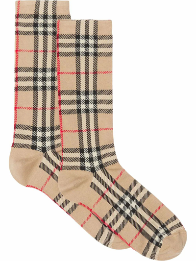 Shop Burberry Women's Beige Cotton Socks