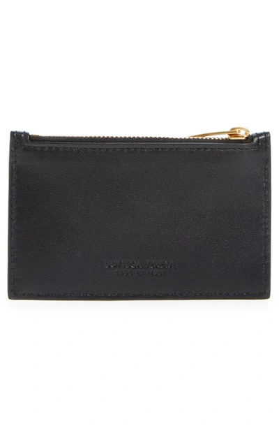 Bottega Veneta Intrecciato Leather Card Case In Black-gold