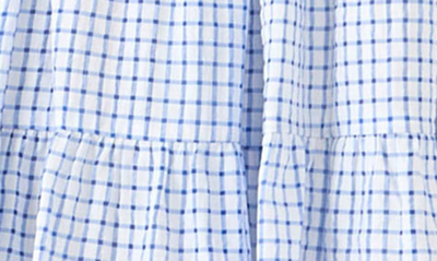 English Factory Check Print Tiered Minidress In Blue