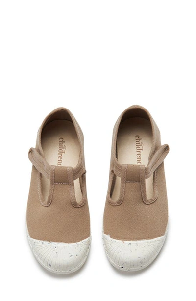Childrenchic T-strap Canvas Sneaker In Camel