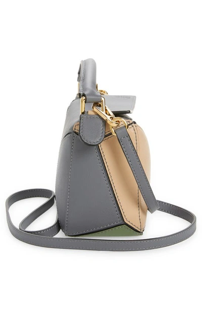 Shop Loewe Mini Puzzle Colorblock Leather Bag In Grey/ Nude 2828