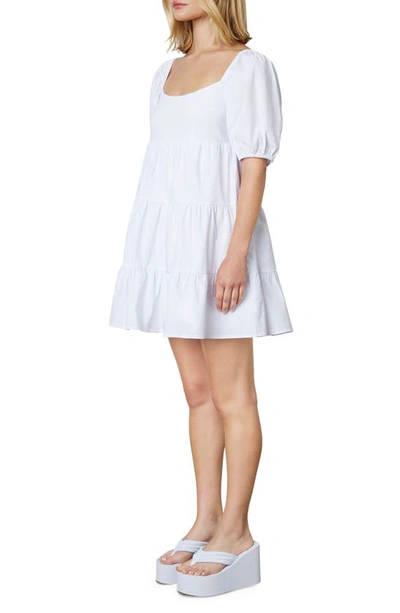 Shop Nia Silvana Tiered Ruffle Stretch Cotton Minidress In White