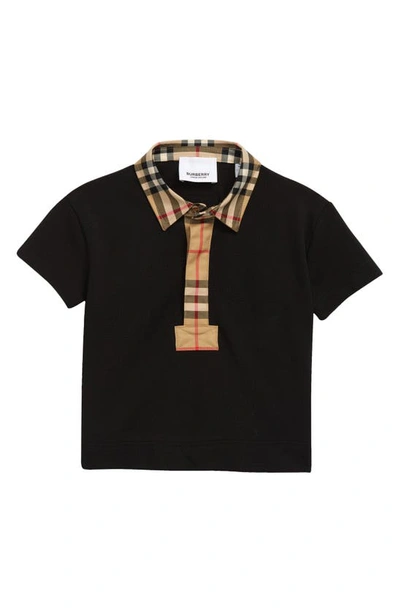 Shop Burberry Kids' Johane Cotton Polo In Black