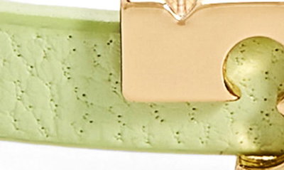 Shop Tory Burch Serif-t Croc-embossed Leather Single Wrap Bracelet In Tory Gold / Mint Swirl