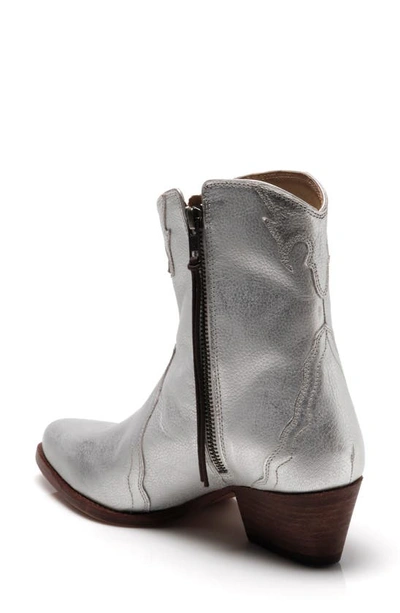 Shop Free People New Frontier Western Bootie In Silver Leather