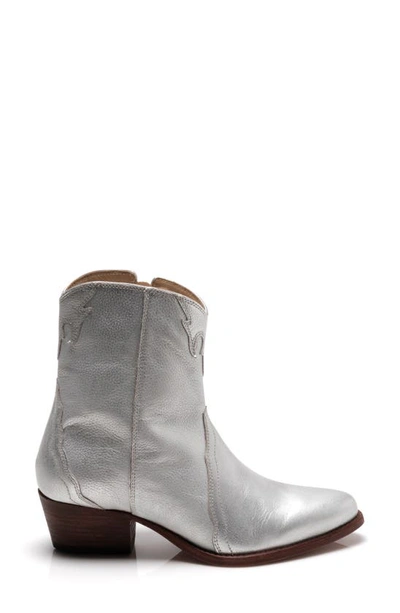 Shop Free People New Frontier Western Bootie In Silver Leather