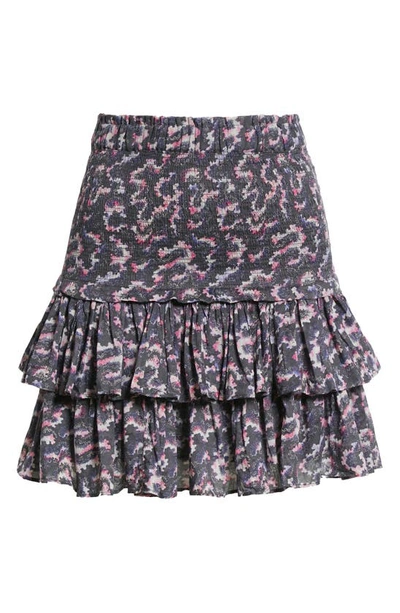 Shop Isabel Marant Étoile Naomi Smocked Tiered Ruffle Cotton Skirt In Faded Black