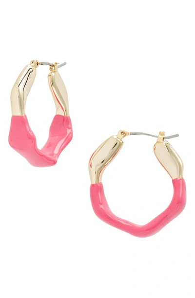 Shop & Other Stories Wavy Hoop Earrings In Pink/ Gold