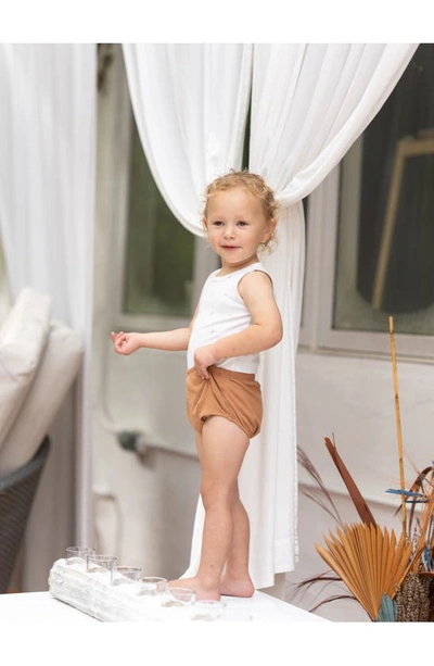 Maniere Cotton Tank Top & Bloomers Set In Camel