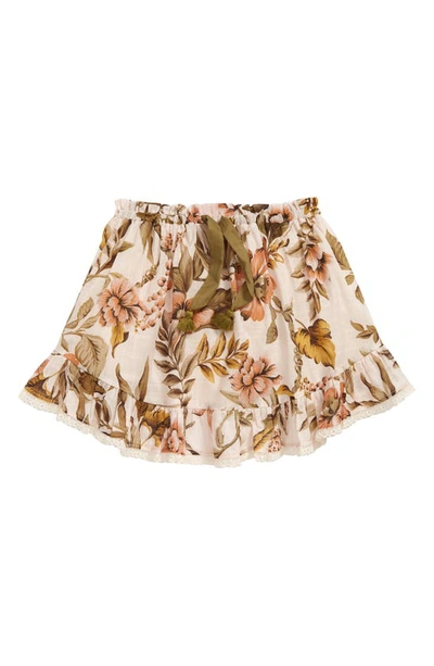 Shop Zimmermann Kids' Anneke Flounce Print Cotton Skirt In Iris Floral