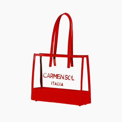 Carmen Sol Taormina Clear Large Tote In Red