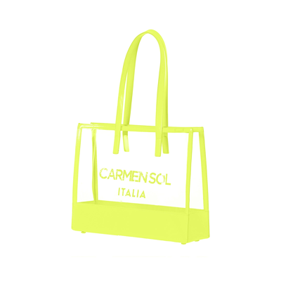 Shop Carmen Sol Capri Clear Mid Tote In Neon Yellow