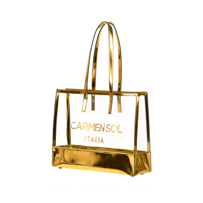 Shop Carmen Sol Capri Clear Mid Tote In Gold