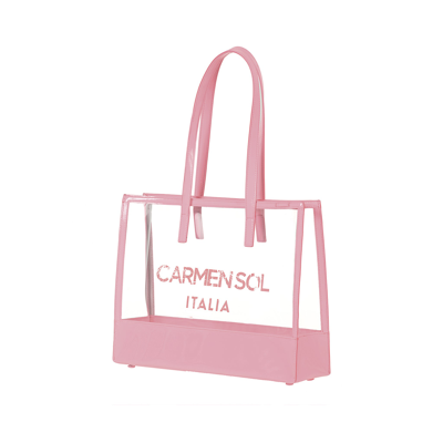 Shop Carmen Sol Capri Clear Mid Tote In Baby-pink
