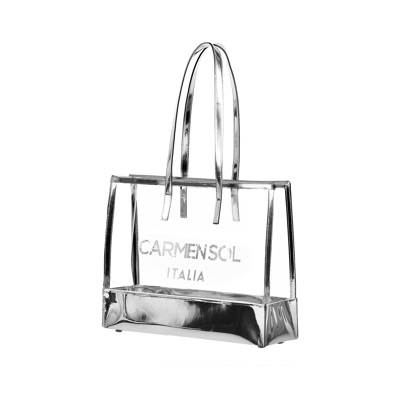 Carmen Sol Taormina Clear Large Tote In Silver