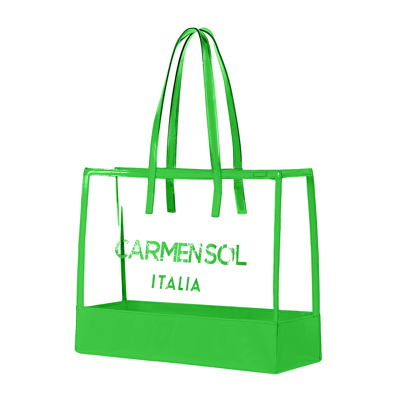 Shop Carmen Sol Taormina Clear Large Tote In Neon-green