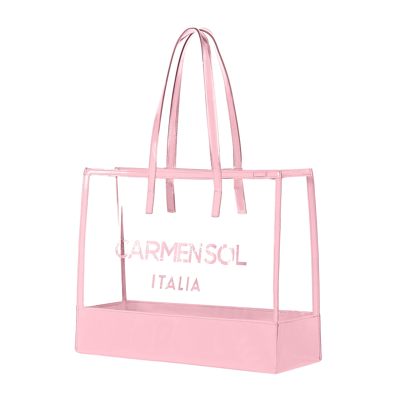 Shop Carmen Sol Taormina Clear Large Tote In Baby-pink