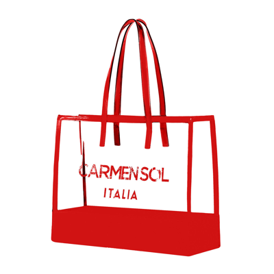 Shop Carmen Sol Taormina Clear Large Tote In Red