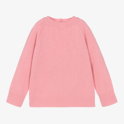 Shop Gucci Girls Pink Wool Gg Sweater