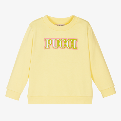 Shop Emilio Pucci Girls Yellow Cotton Sweatshirt