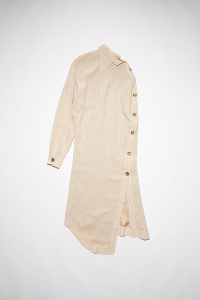 Shop Acne Studios Fn-wn-dres000765 Beige/brown Asymmetric Shirt Dress In Beige,brown