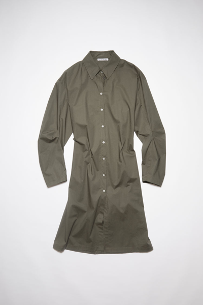 Shop Acne Studios Cut-out Midi Shirt Dress In Mud Grey