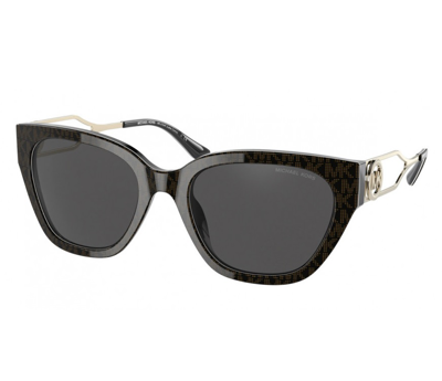Shop Michael Kors Lake Como Dark Grey Pillow Ladies Sunglasses Mk2154f 370687 54 In Brown,gold Tone,grey