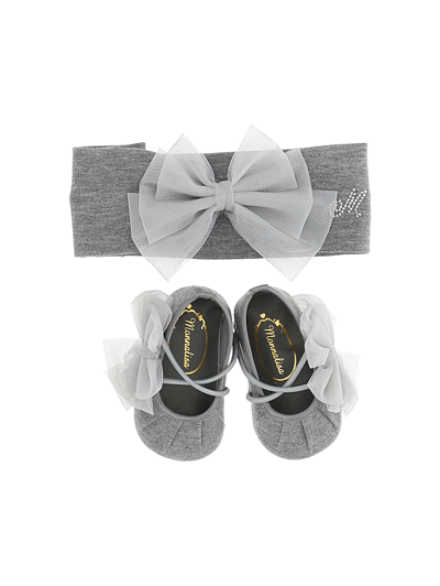 Shop Monnalisa Baby Girl Accessories Set In Grey