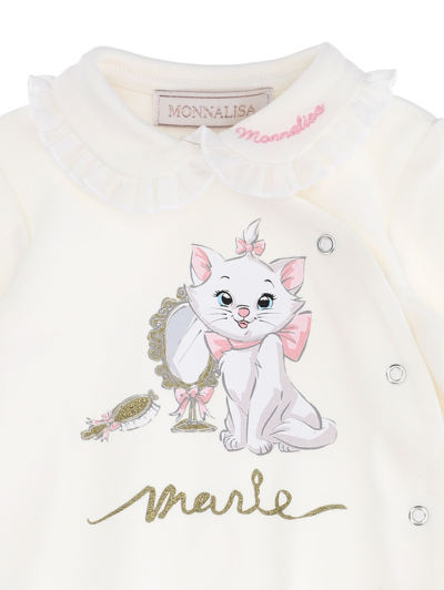 Shop Monnalisa Aristocats Cotton Playsuit With Collar In Cream