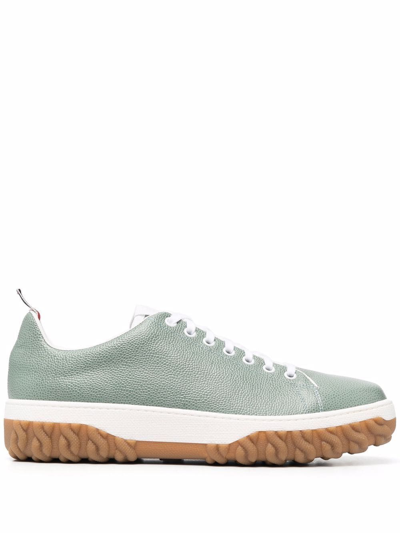 Shop Thom Browne Vitello Low-top Sneakers In Green
