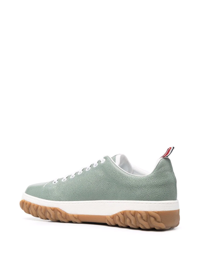 Shop Thom Browne Vitello Low-top Sneakers In Green