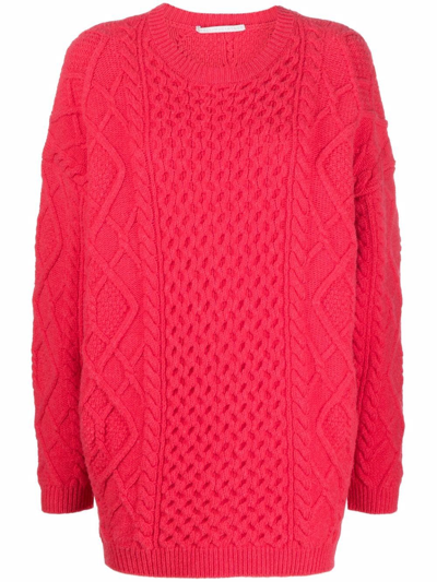 Shop Stella Mccartney Aran Crew Neck Jumper In Pink