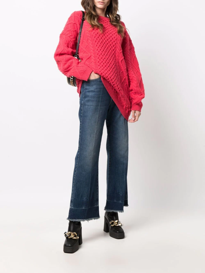 Shop Stella Mccartney Aran Crew Neck Jumper In Pink