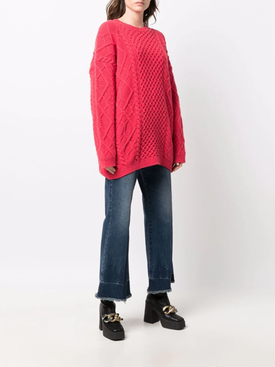 Shop Stella Mccartney Aran Crew Neck Jumper In Pink