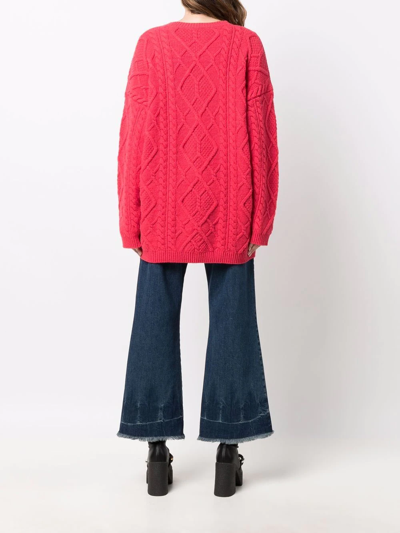 Shop Stella Mccartney Aran Crew Neck Jumper In Pink