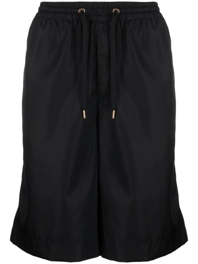 Shop Versace La Greca Straight-leg Bermuda Shorts In Black