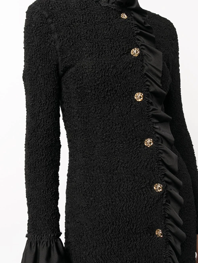 Shop Alexander Wang Textured Ruffle-trim Jacket In Black