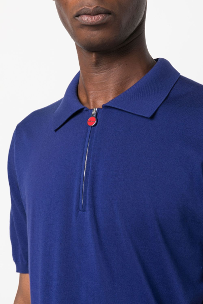 Shop Kiton Zip-collar Polo Shirt In Blue