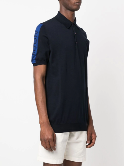 Shop Kiton Logo-tape Polo Shirt In Blue