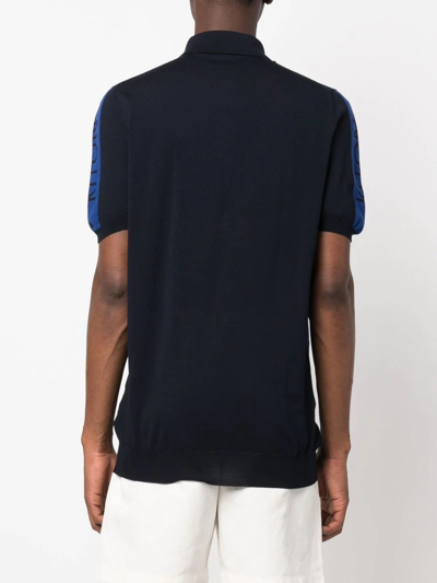 Shop Kiton Logo-tape Polo Shirt In Blue
