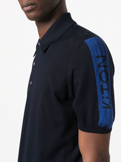 Shop Kiton Logo-tape Polo Shirt In Blue