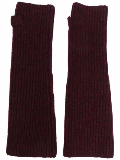 Shop Nina Ricci Ribbed Wool Mittens In Red