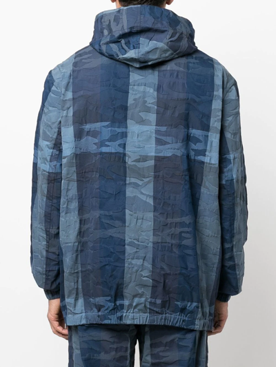 Shop Mackintosh Paris Camouflage-print Smock Jacket In Blue