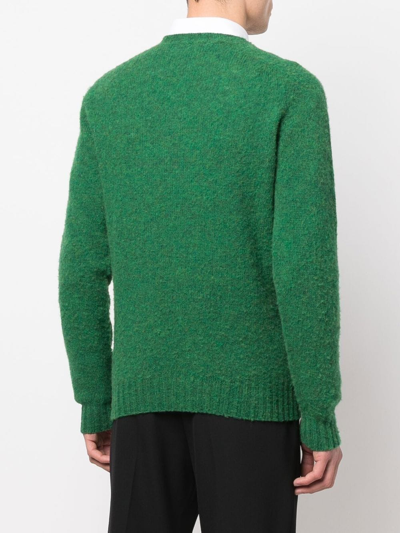 Shop Mackintosh Hutchins Wool Crew-neck Jumper In Green