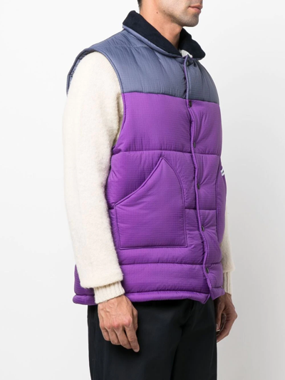Shop Mackintosh Contrast Padded Gilet In Purple