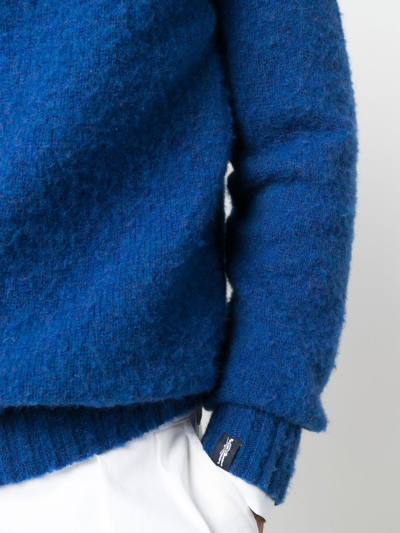 Shop Mackintosh Hutchins Wool Crew-neck Jumper In Blue