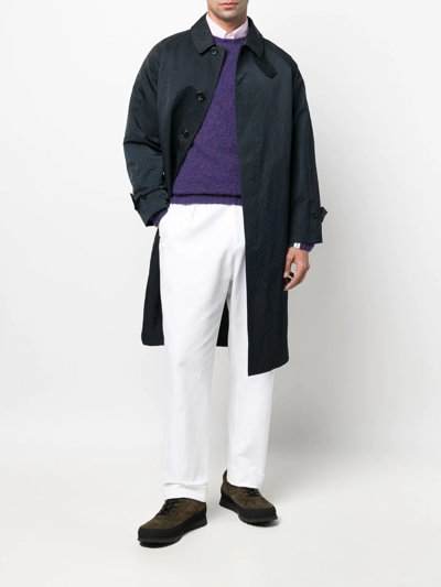 Shop Mackintosh Hutchins Wool Crew-neck Jumper In Purple