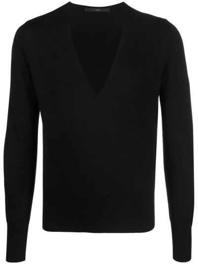 Shop Sapio V-neck Long-sleeve Jumper In Black