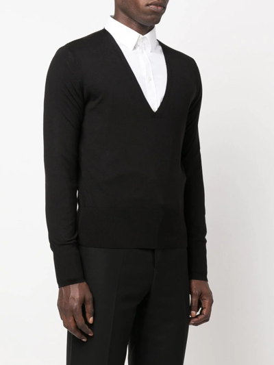 Shop Sapio V-neck Long-sleeve Jumper In Black