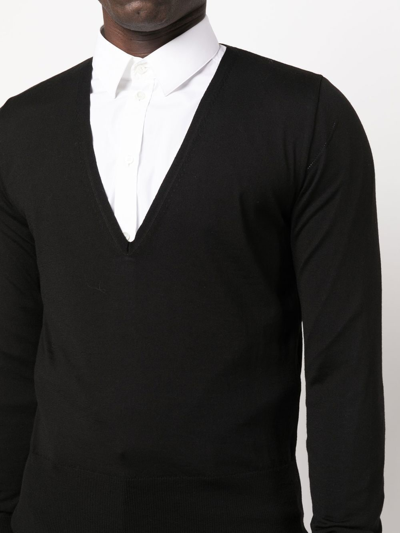 Shop Sapio V-neck Long-sleeve Jumper In Black